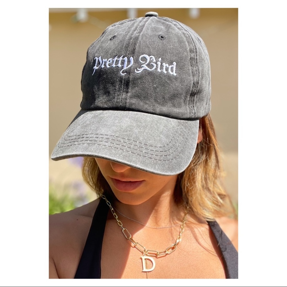 Pretty Bird Grey Stone Washed Cotton Twill Cap - Picture 4 of 13